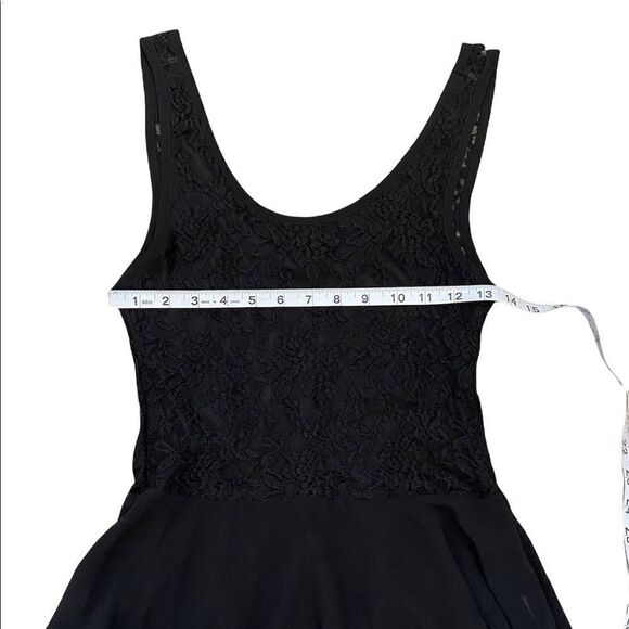 Junior Black Lace & Chiffon Fitted Flounce Tank Top L - Picture 7 of 7